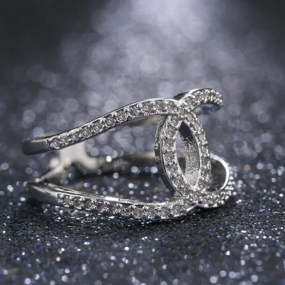 Infinity 925 Silver Ring White Sapphire New - Picture 7 of 7